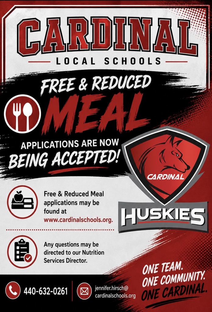 Free & Reduced Meal Applications for the 2026-2027 are now being accepted.