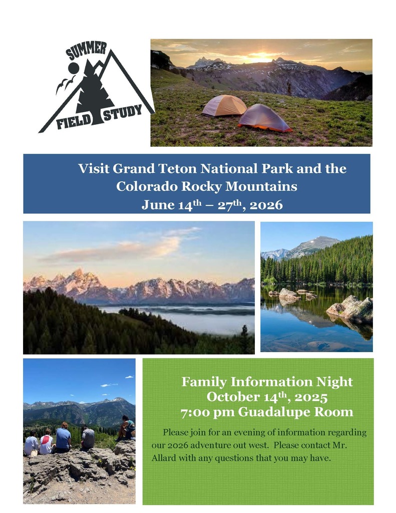 Summer Field Study 2026 - Family Information Night Flyer
