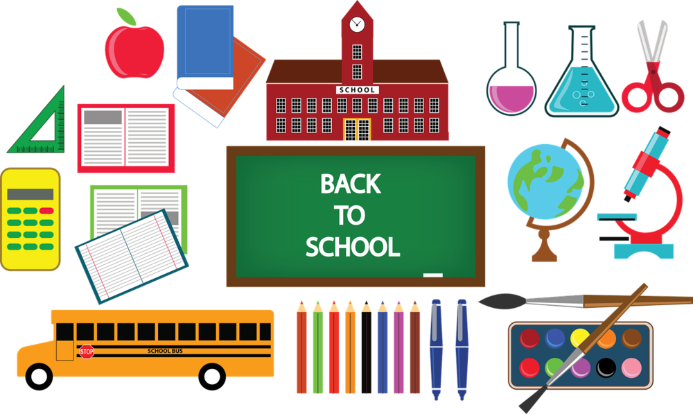 Back to school image with different supplies used in the classroom