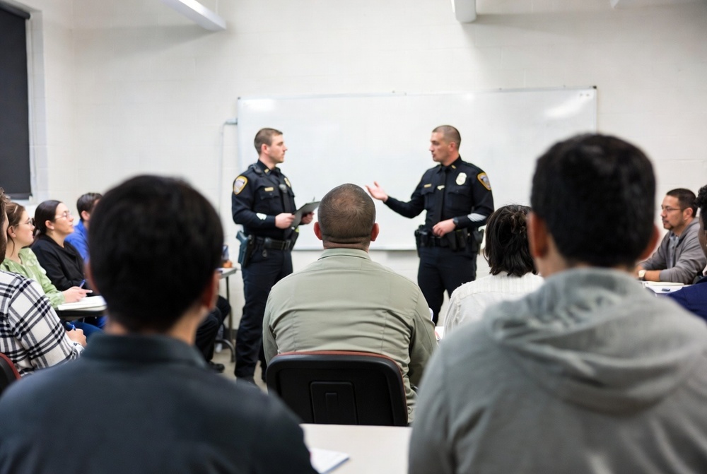 Police Officers leading a safety training presentation
