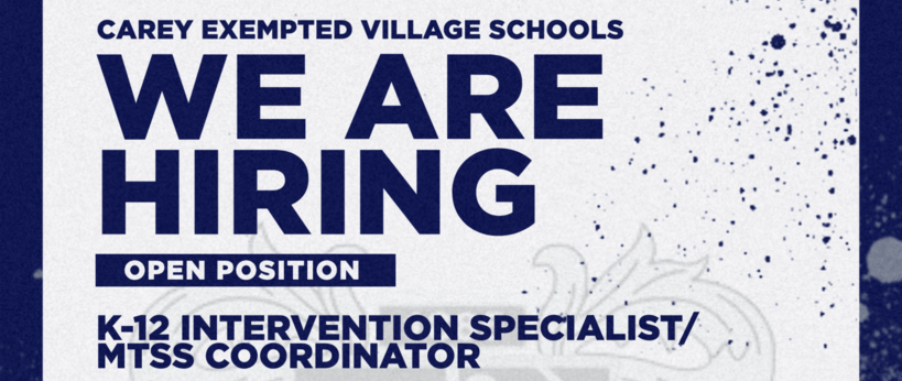 Banner for our open position, K-12 Intervention Specialist / MTSS Coordinator