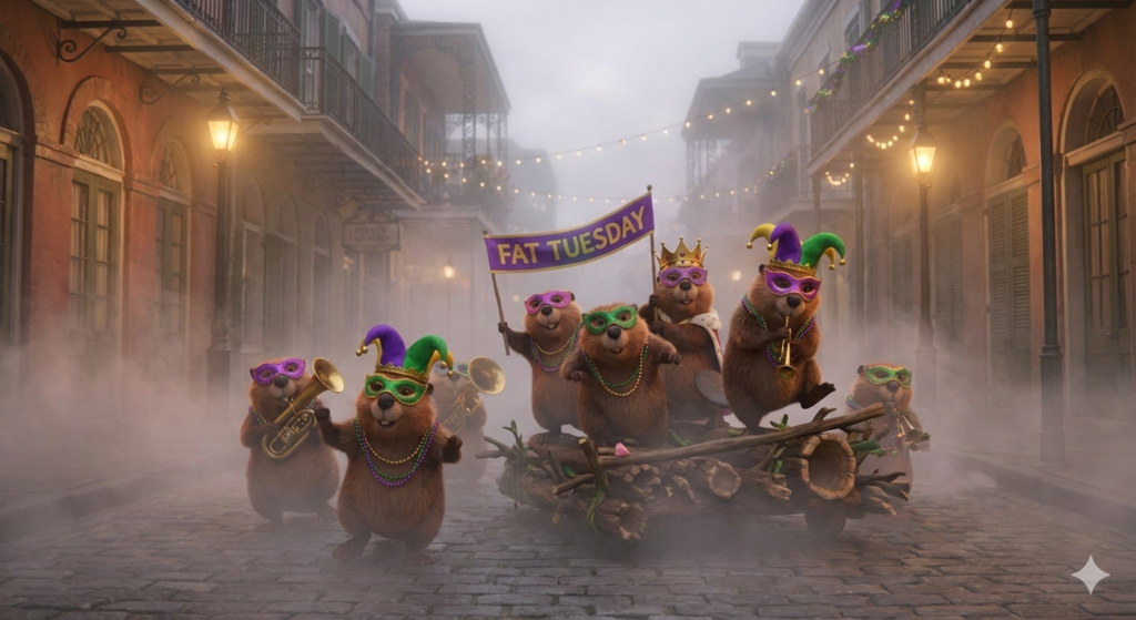Fat Tuesday celebrated by beavers.