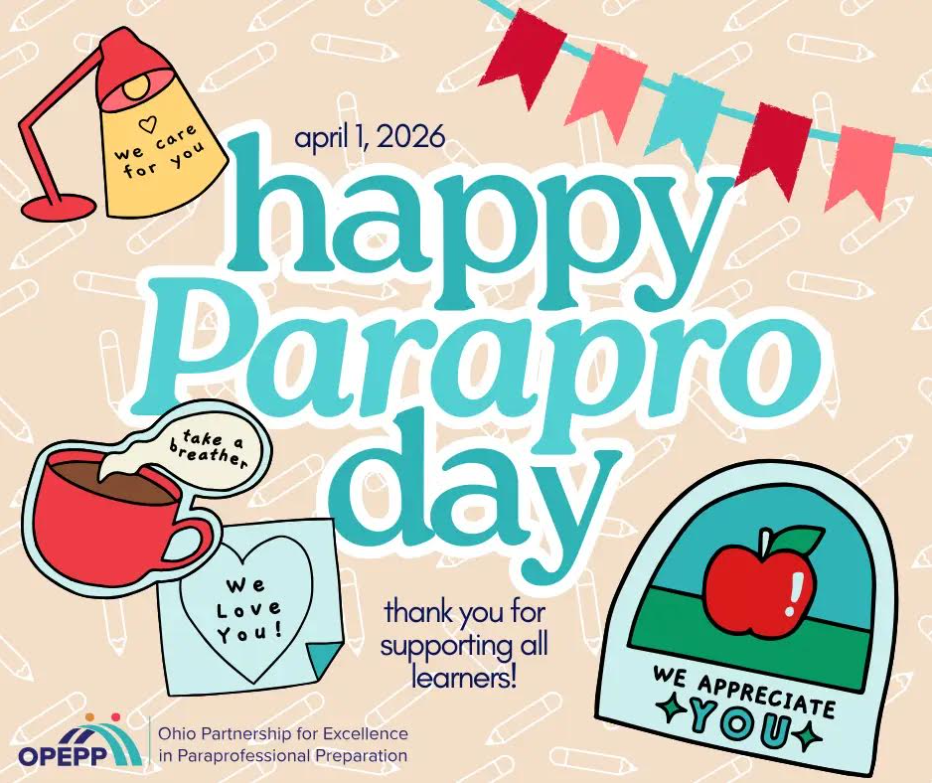 Flyer with the words "happy parapro day" and "we care for you"