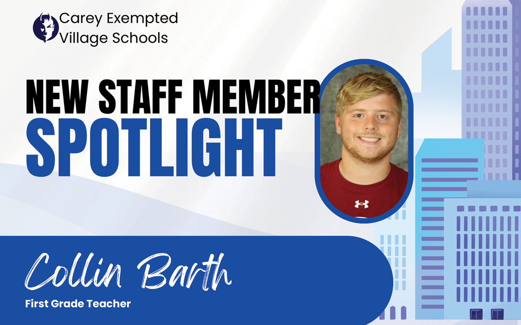 Graphic of our new 1st grade teacher, Collin Barth