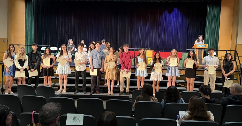 Honor society inductee group photo.