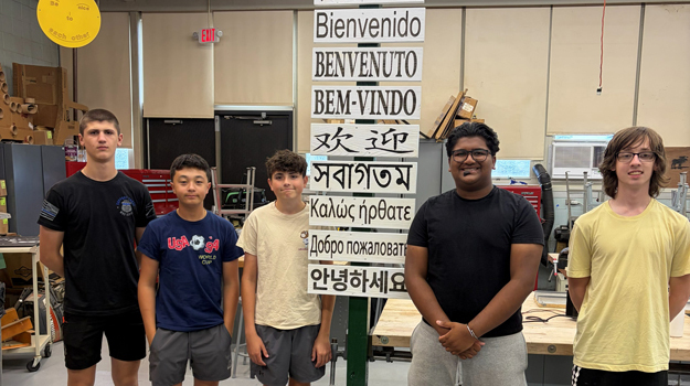 Unity Club and Engineering 2 Students Create Welcome Sign at Carle Place High School