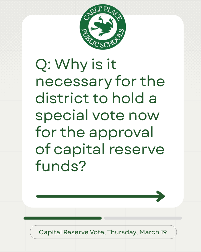 Q: Why is it necessary for the district to hold a special vote now for the approval of capital reserve funds?
