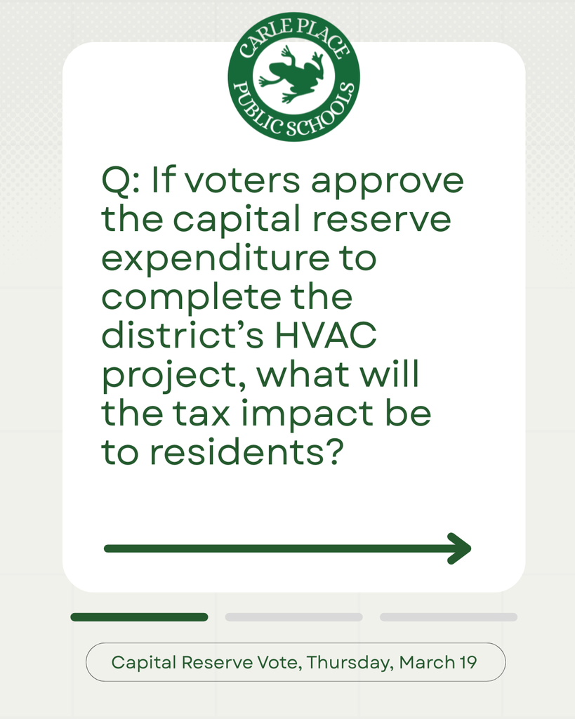 Q: If voters approve the capital reserve expenditure to complete the district’s HVAC project, what will the tax impact be to residents?