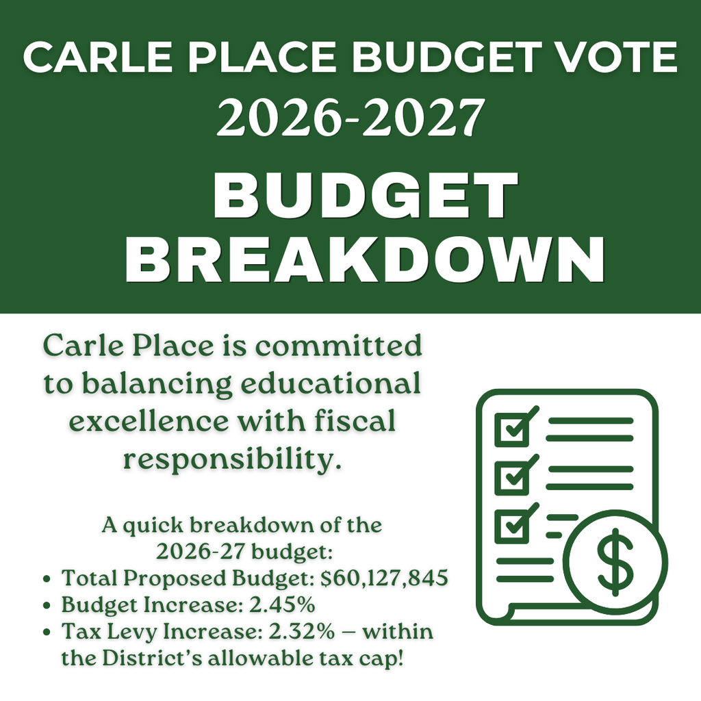 Carle Place is committed to balancing educational excellence with fiscal responsibility. Here’s a quick breakdown of the proposed 2026-27 budget.