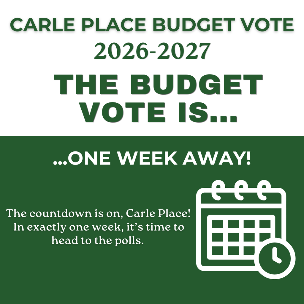 The countdown is on, Carle Place! In exactly one week, it’s time to head to the polls.