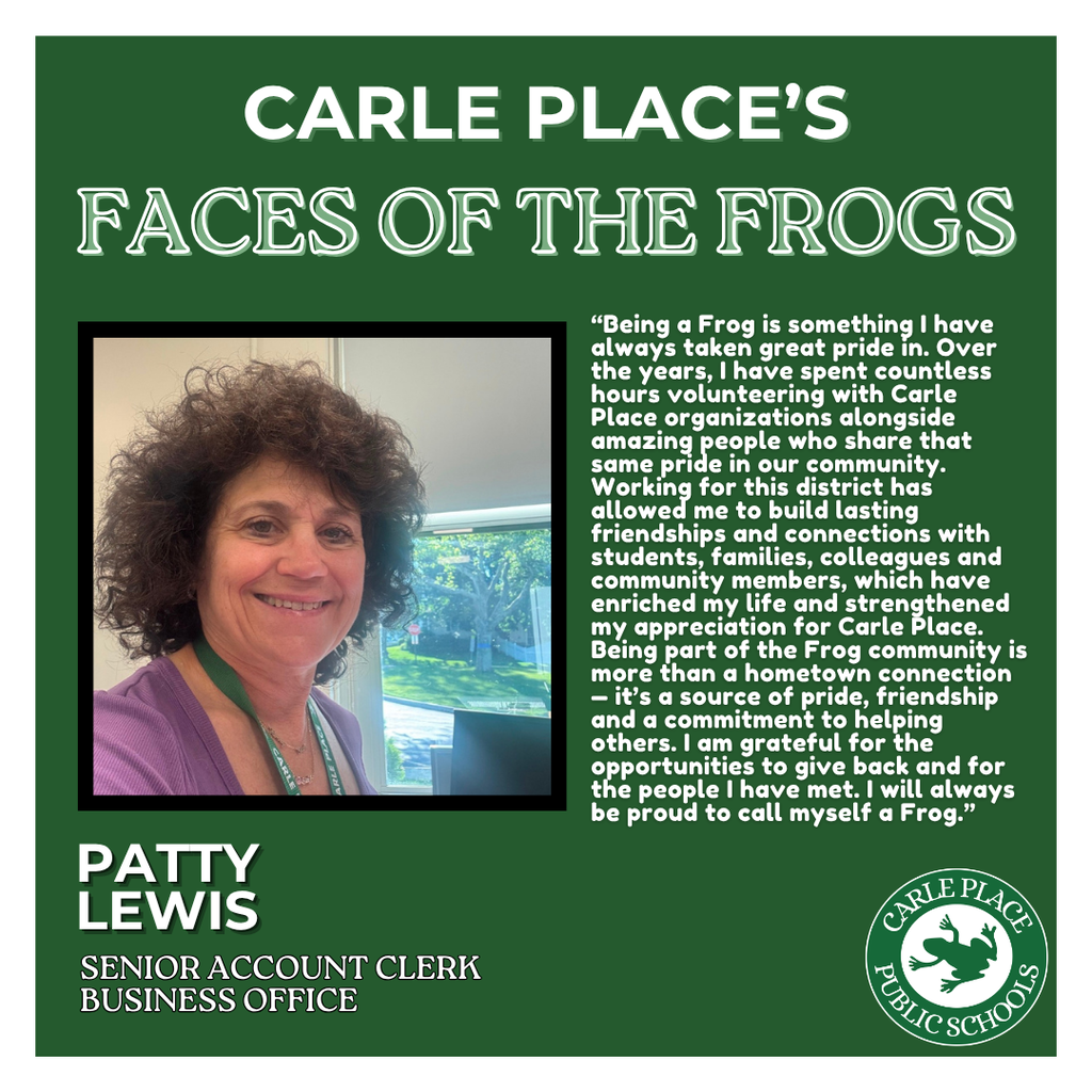 Carle Place's Faces of the Frogs - Patty Lews, Senior Account Clerk, Business Office
