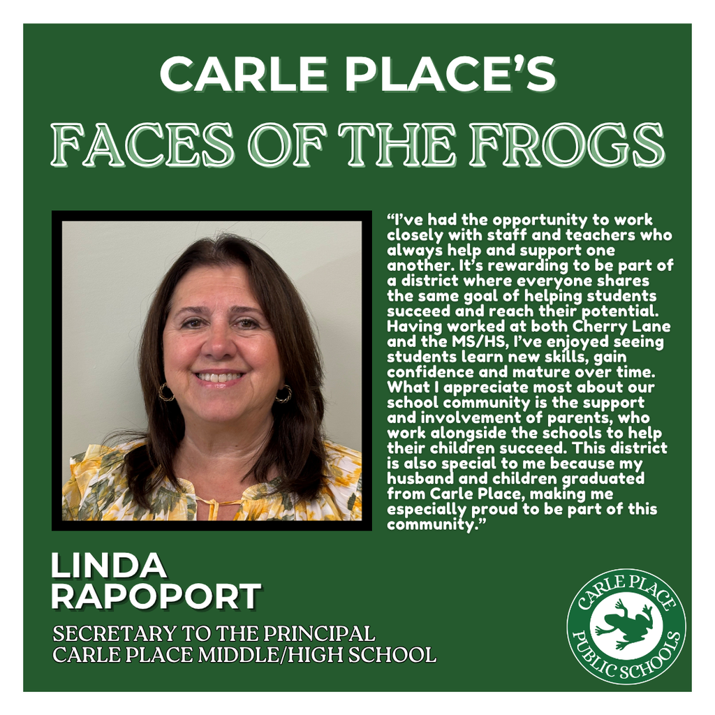 Linda Rapoport, secretary to the principal at Carle Place Middle/High School