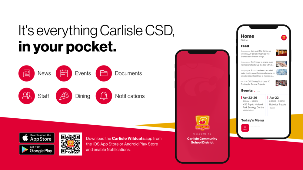 It's everything from your district  in your pocket.  News Events Documents Staff Dining Notifications Download the district's app from the ios app store or android play store and enable notifications (pictures of the app)