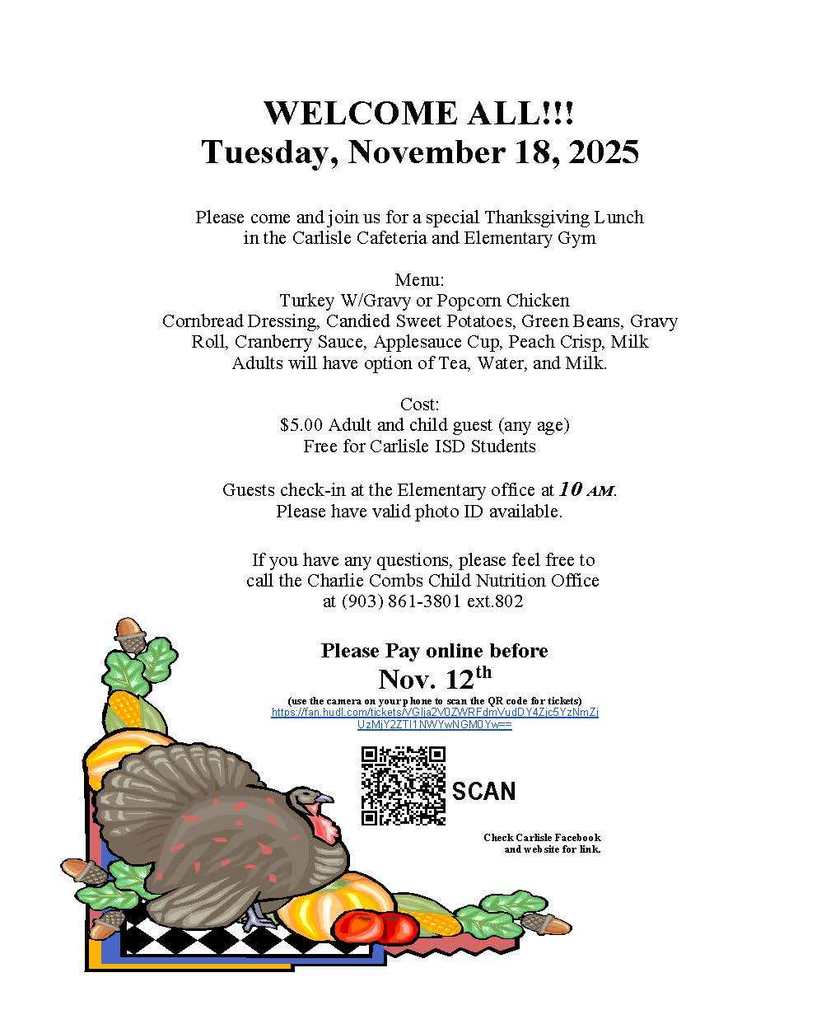 Thanksgiving Lunch Details