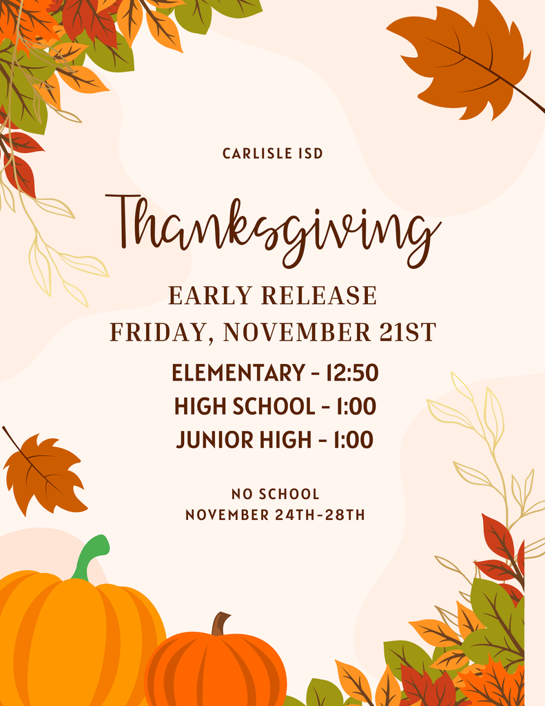 Early Release Friday Nov 21st