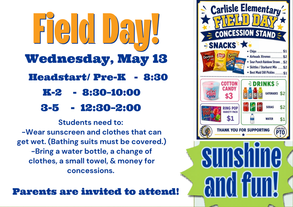 May 13th Elementary Field day!