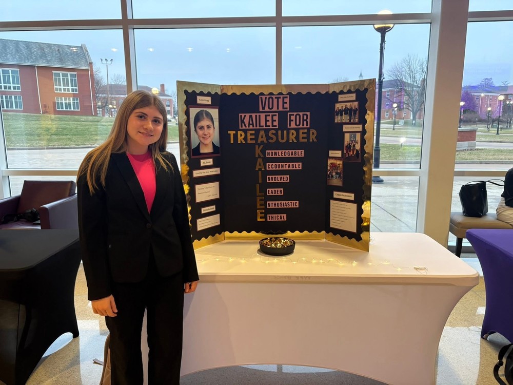 Kailee Gregg shares her qualifications at the FBLA Southwestern Area Conference in January before elections. Gregg was elected to serve as the Southwestern Area Board treasurer for 2026-2027. 