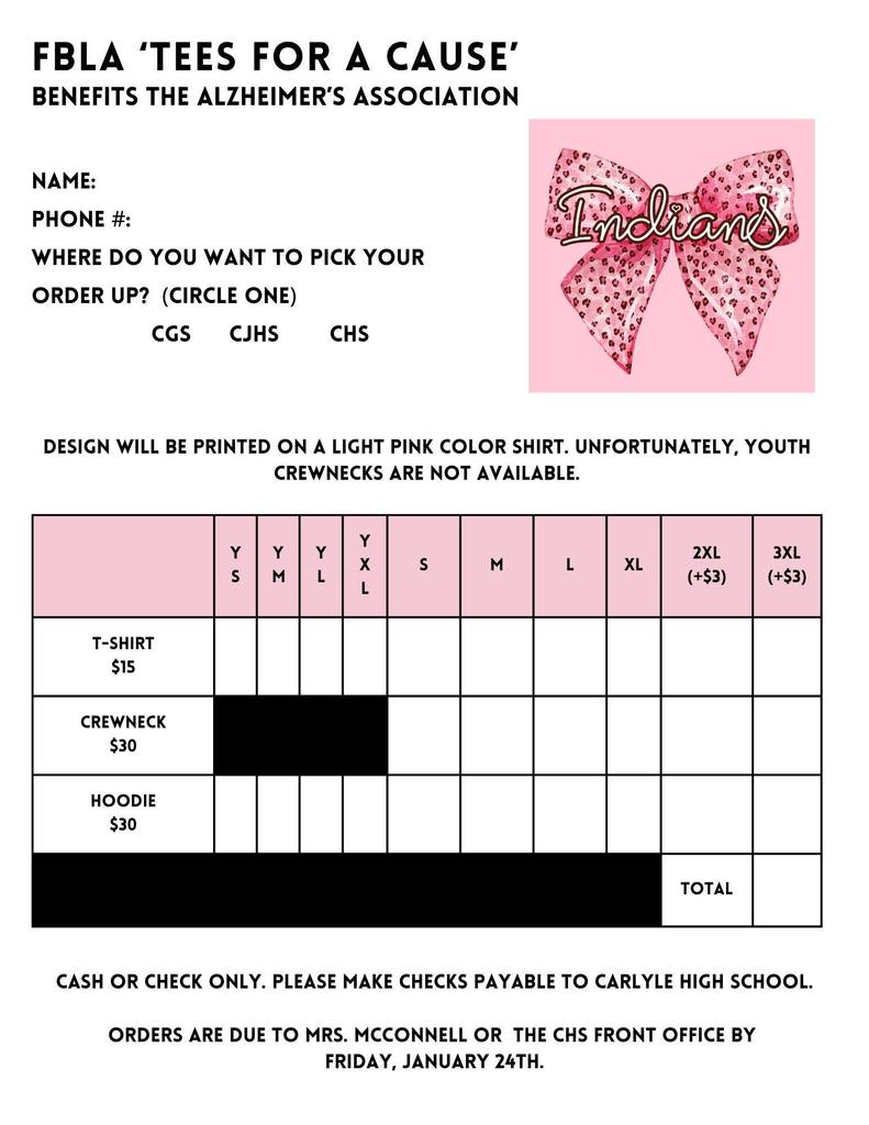 Shirt order form