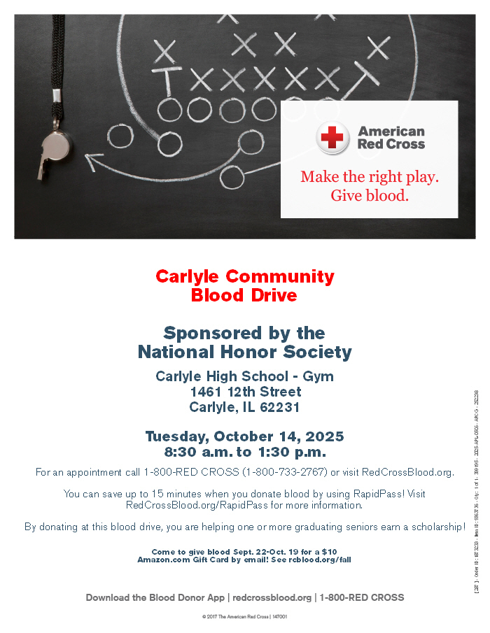 A flyer for the blood drive
