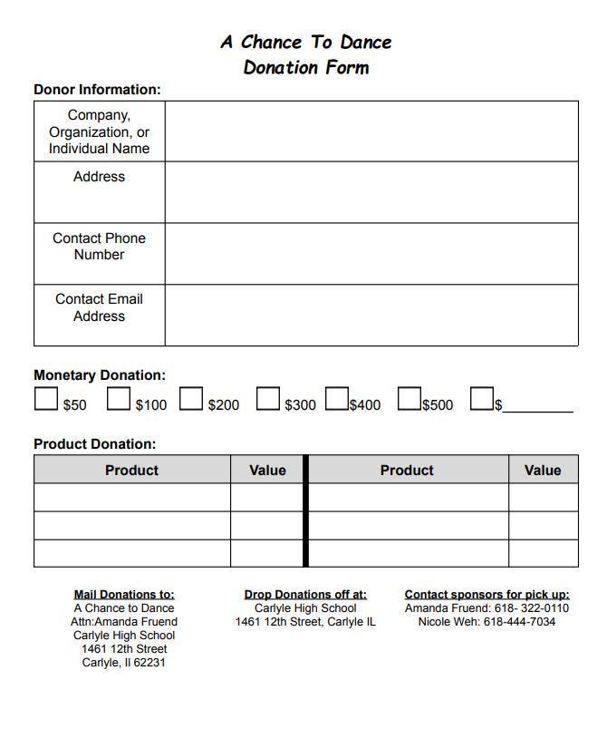 The Chance to Dance donation form