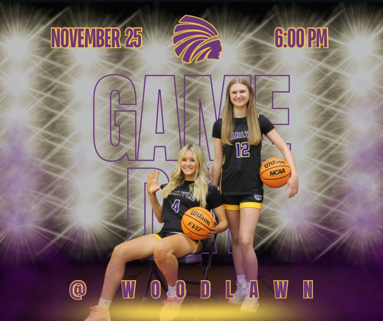 graphic of game day at Woodlawn for lady Indians basketball 