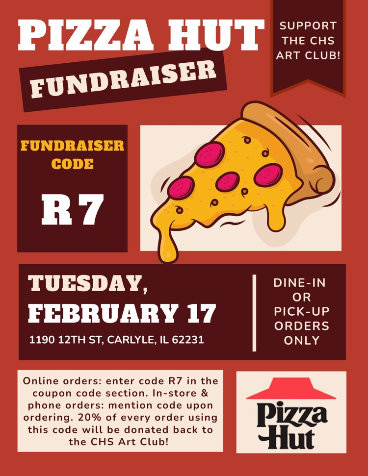 flyer for art club Pizza Hut fundraiser