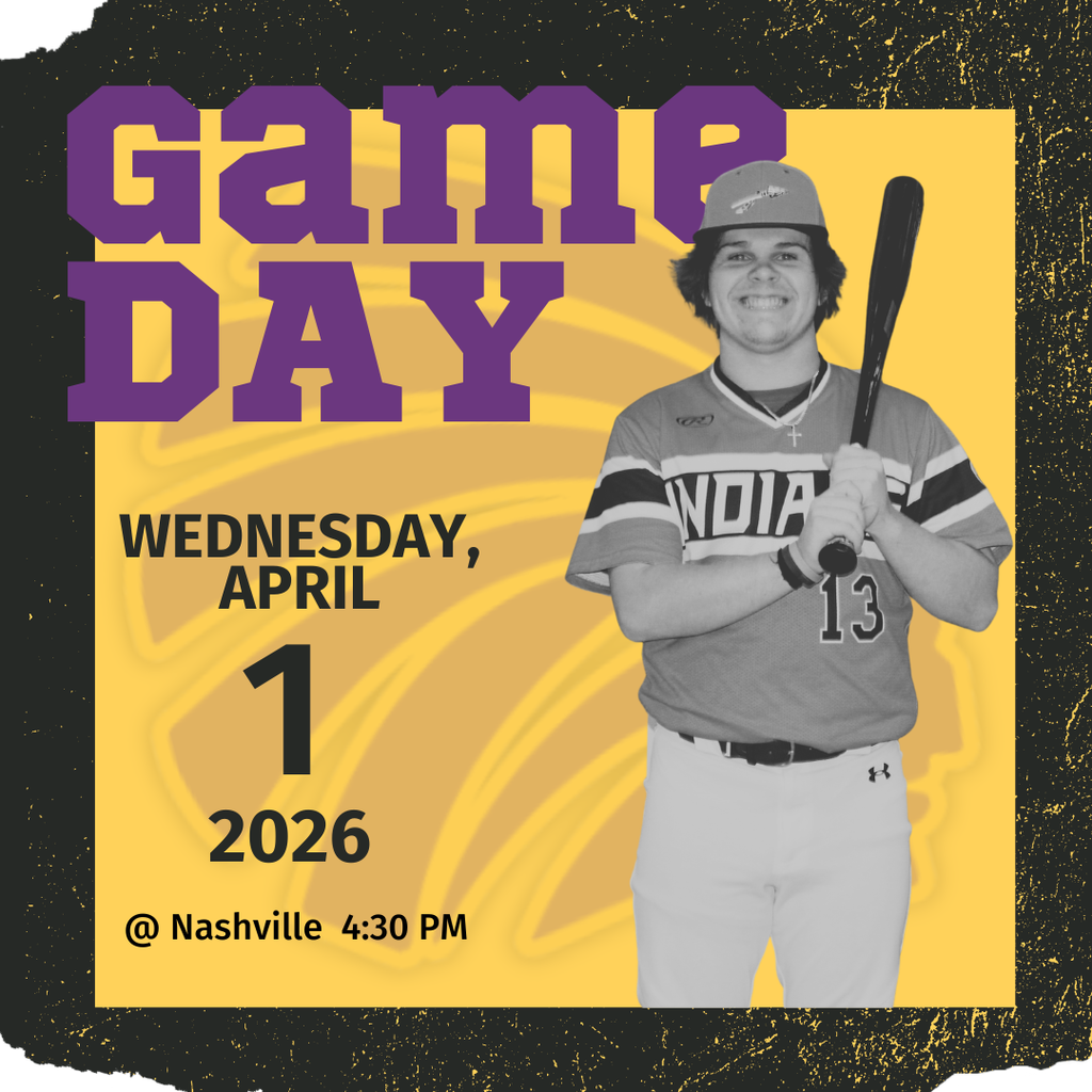 Graphic promoting Game Day with a baseball player holding a bat. Text reads: Wednesday, April 1, 2026 at Nashville, 4:30 PM.