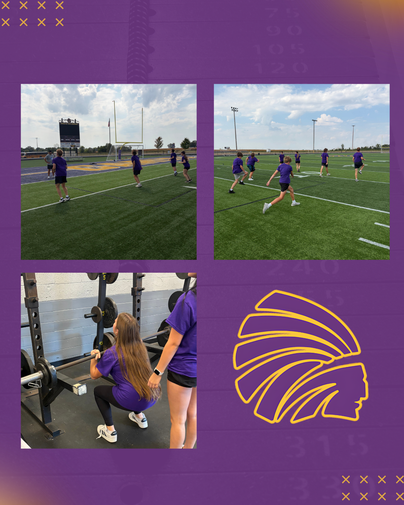 3 Photo Collage of Students in Athletic PE working out. Bottom right corner features the Indians logo.