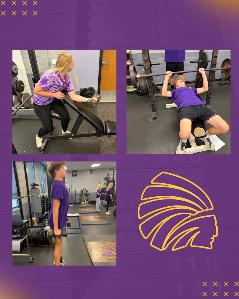 3 photos of athletic pe this week with the Indians logo in the bottom right corner