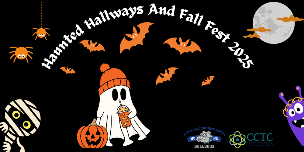 Haunted hallways and fall fest 2025 graphic