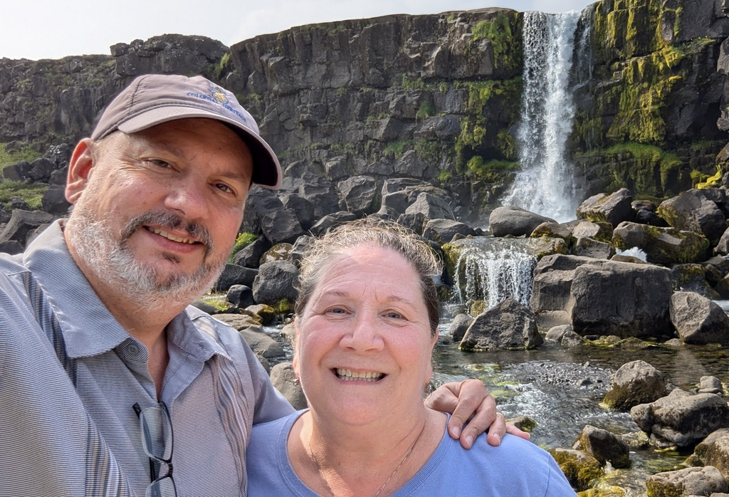 Mr. and Mrs. Honer trekked across Europe including a stop in Öxarárfoss, Iceland!