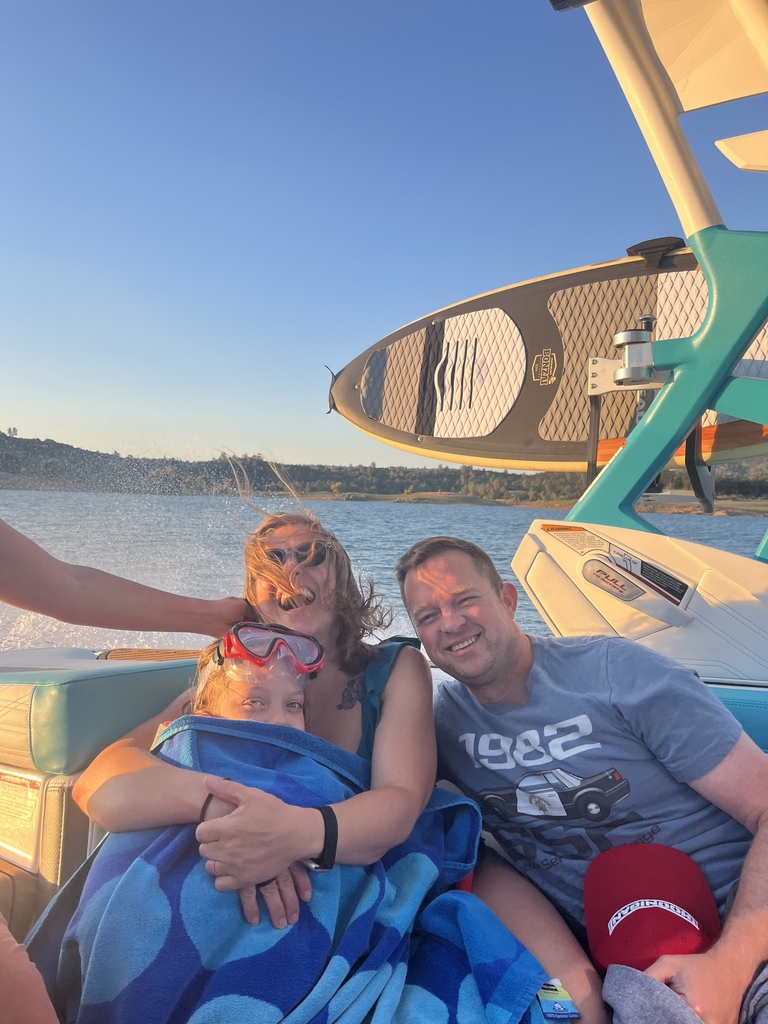 Mr. and Mrs. Bolduc held tight to precious cargo as they hit the waves!