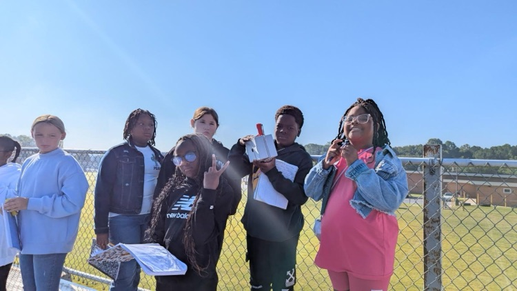 Students working outside 