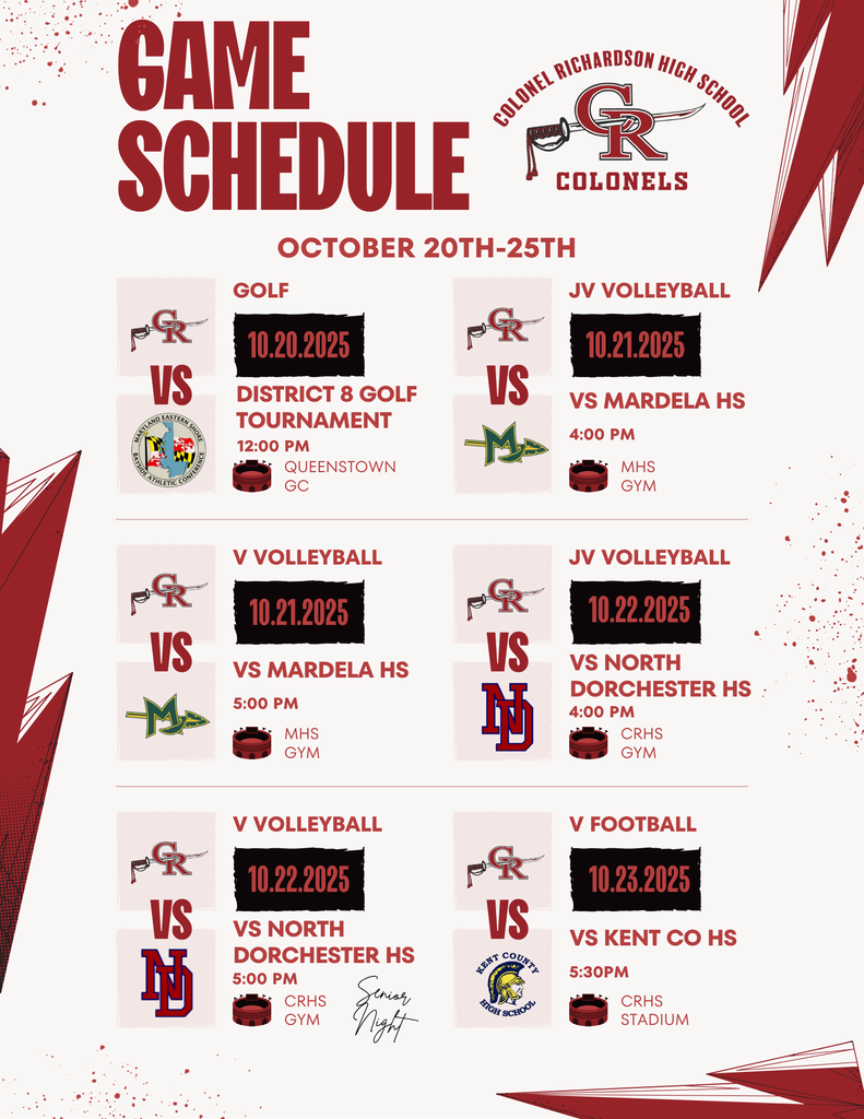 CRHS Athletic Schedule
