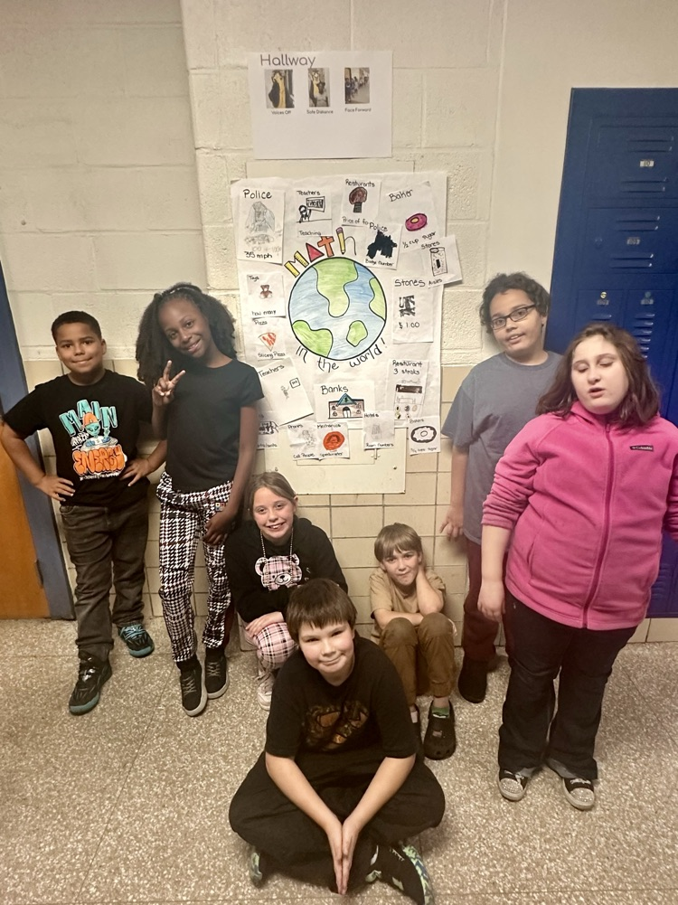 students with math poster