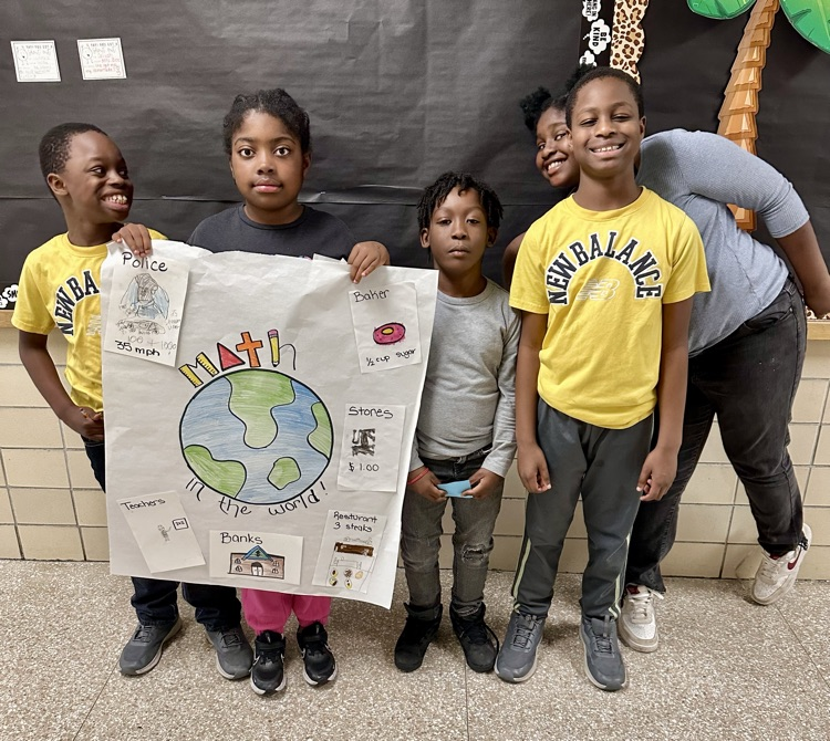students with math poster