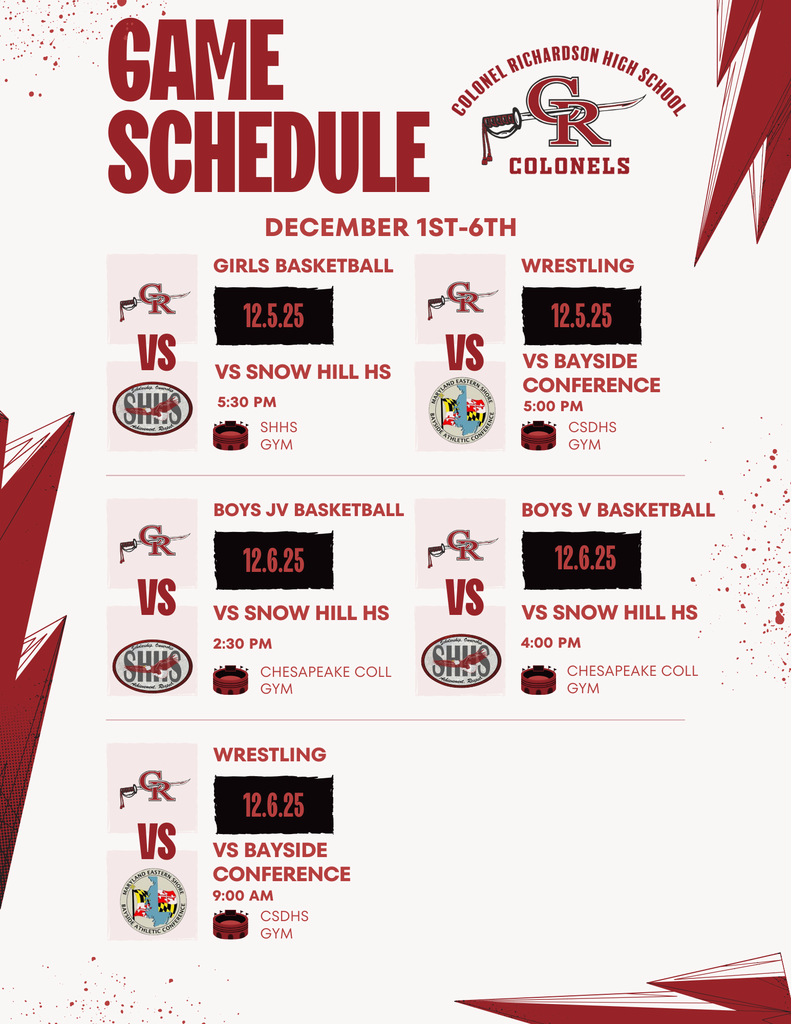 CRHS Athletic Schedule