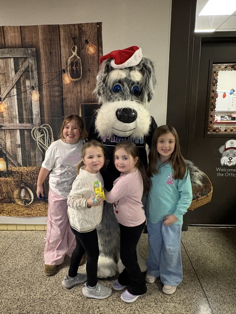 students with mascot