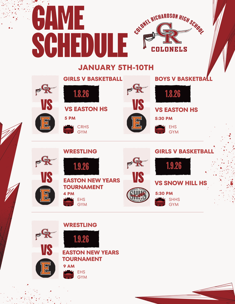 CRHS Athletic Schedule
