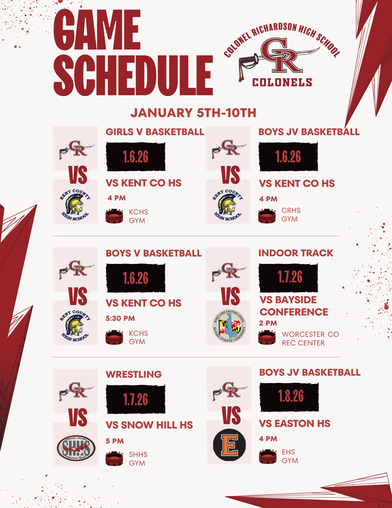 CRHS Athletic Schedule