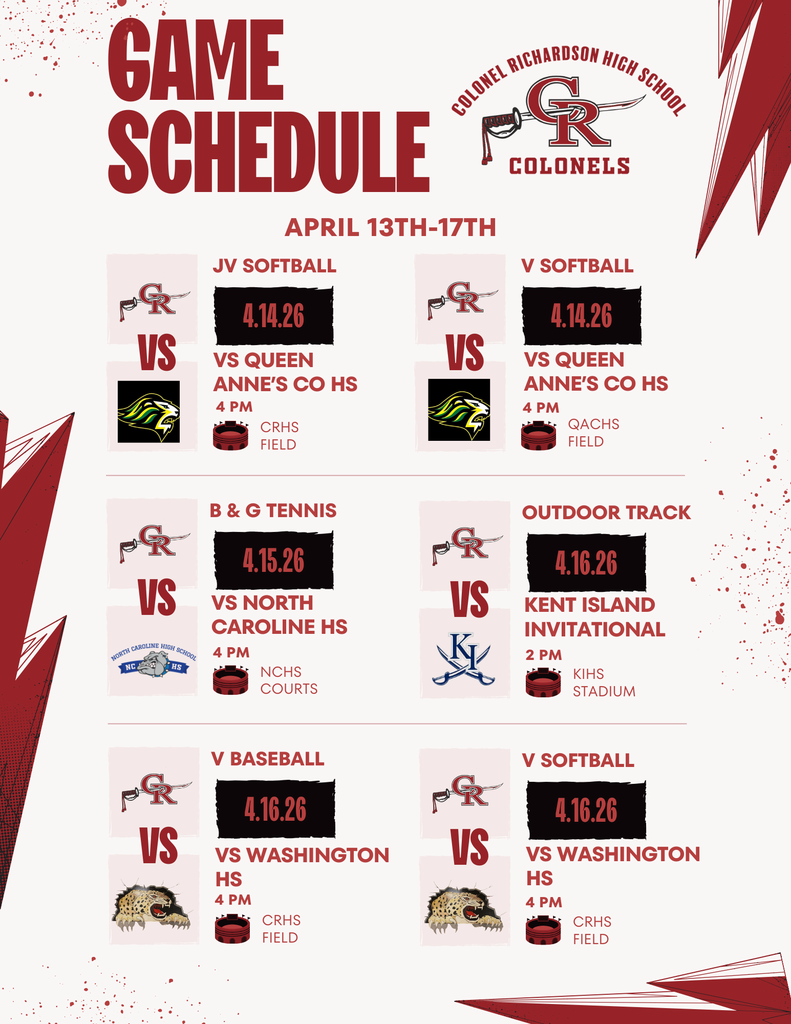 CRHS Athletic Schedule