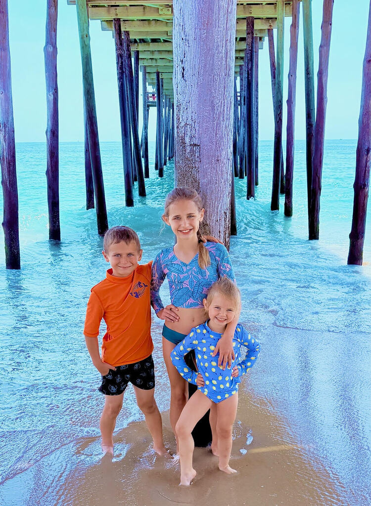 students at the beach