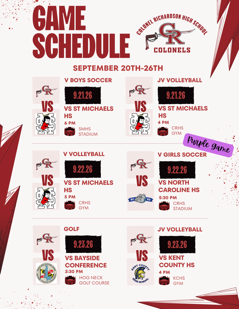CRHS Athletic Schedule