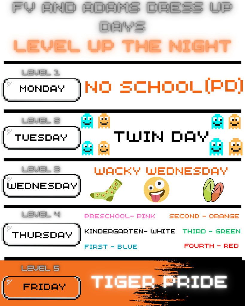 Elementary Homecoming Dress up days