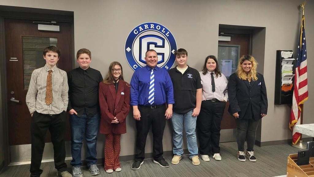 Dress as Mr. Shuler Contest Winners - Malachi, Gage, Jaisee, Carter, Lily, and Yara