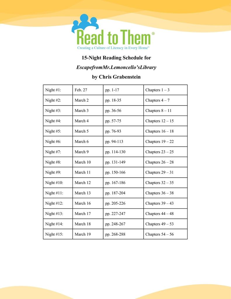 Reading Schedule