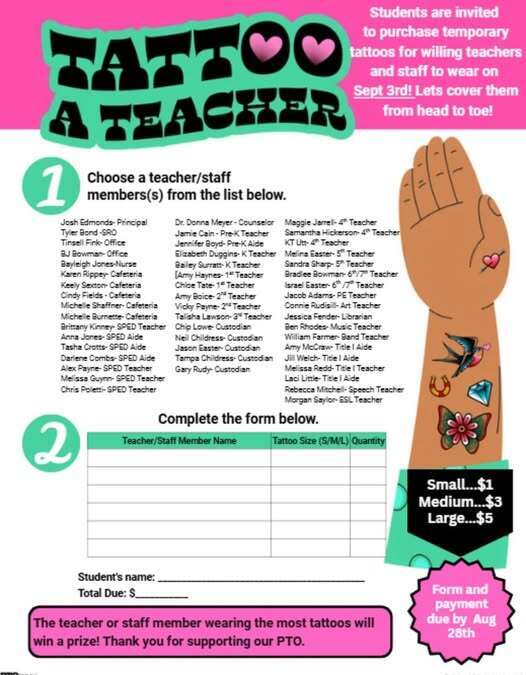 Tattoo a Teacher Fundraiser Form Flyer