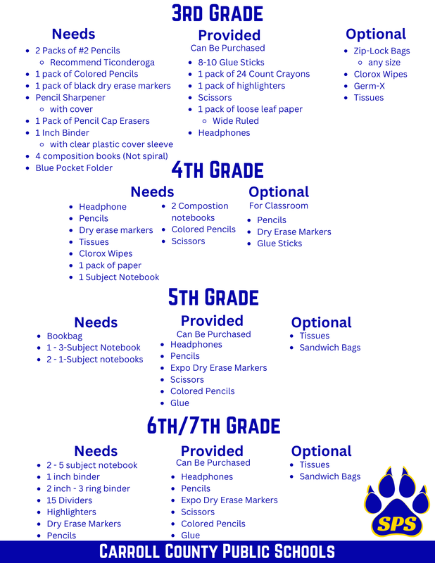 SPS School Supply List  26-27 Page 2