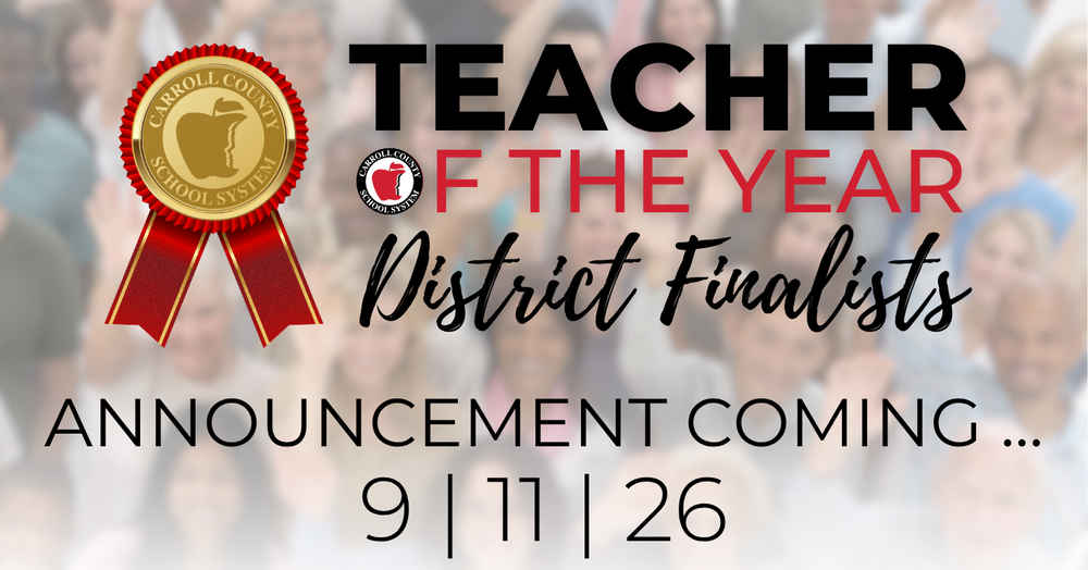 graphic showing teacher of the year system finalists will be announced on 9/11/26