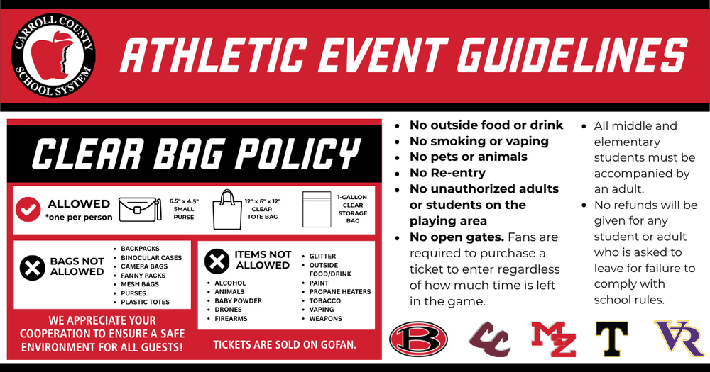 athletic event guidelines clear bag policy